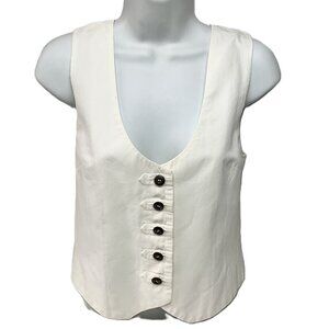 SCERVINO Street White Cotton Linen Tailored Vest Waistcoat Size 40 Italy